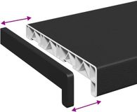 vidaXL Raamdorpel Zwart Houtnerf 140 x 20 x 4,5 cm PVC