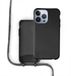 Coverzs Étui en silicone avec cordon - Étui de téléphone avec cordon - Étui arrière avec cordon - Cordon - Convient pour Apple iPhone 13 Pro - Noir