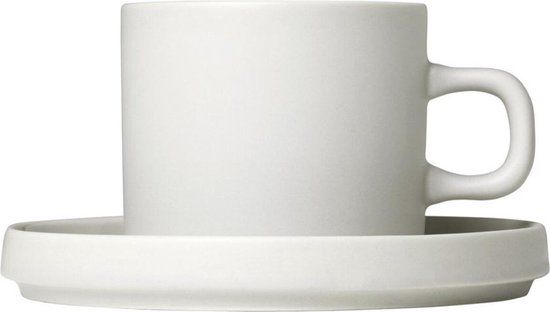 Blomus Pilare Moonbeam Kopjes en Schotel - 200 ml - 2 Stuks - Creme