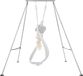 Cadre de support de yoga, support pivotant charge max 140,6 kg, supports de traction à structure triangulaire, supports de soie aérienne avec hauteur réglable et pieds de cadre en aluminium, barre supérieure en acier inoxydable