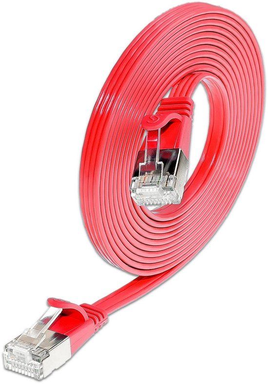 Slim Wirewin PKW-STP-SLIM-KAT6 5.0 RT RJ45 Netwerkkabel, patchkabel CAT 6 U/FTP 5.00 m Rood Plat 1 stuk(s)