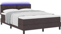 vidaXL Boxspring bed met matras met LED Donkerbruin 160 x 200 cm Stof