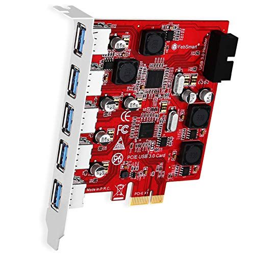 FebSmart Superspeed 5Gbps USB 3.0 PCIe Expansion Card - 5x USB-A & 19pin Header