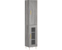 vidaXL Hoge kast 34,5x34x180 cm bewerkt hout grijs sonoma eikenkleurig