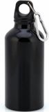 Bellatio Design Makito Western Europe Aluminium waterfles/drinkfles - met schroefdop en karabijnhaak - zwart - 400 ml - Sportfles - Bidon