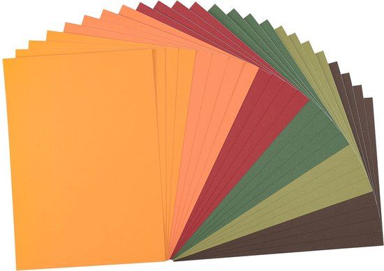 Florence Cardstock Sticker Papier - Herfst - Gekleurd Papier - A4 - 24 vellen - Glad - 216 g