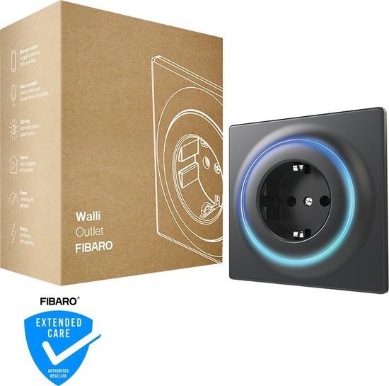 Fibaro Walli Outlet type F | Slimme stekker | Antraciet