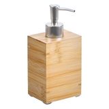 KESPER Zeepdispenser met roestvrijstalen pomp, materiaal: bamboe, kunststof, roestvrij staal, afmetingen: 8,5 x 6,5 x 18 cm, kleur: bruin - natuurlijk hout | 19402