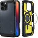 Spigen Tough Armor Hoesje Geschikt voor Apple iPhone 16 Pro | Compatibel met MagSafe | Back Cover Militaire Standaard | Kickstand | Metal Slate