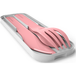 MONBENTO - Set de couverts pour boîte à lunch MB Pocket Blush - 3 pièces fourchette couteau cuillère - Set de couverts pour emporter - Idéal pour le travail/l'école ou le pique-nique - Plastique biodégradable - Rose