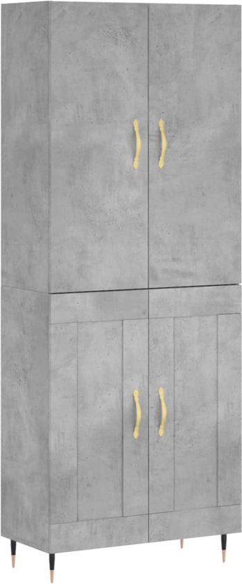 vidaXL Hoge kast 69,5x34x180 cm bewerkt hout betongrijs