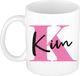Bellatio Decorations Naam mok Kim - roze - wit - keramiek - 300 ml - cadeau beker