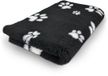 Benchkoning Vetbed Zwart met Wit Voetprint Pootjes - Anti-Slip Hondenmat Puppykleed - Hondenkleed Benchkleed Benchmat Dierenmat - Voor Werpkist en Hondenbench - Machinewasbaar 100 x 75 CM