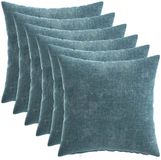 vidaXL Kussensloop 6 st Heerlen Blauw 40 x 40 cm Chenille Stof