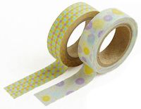 Dailylike Set met 2 Masking Tape Washi Summer Rain Designs gesorteerd, 15 mm x 10 m.