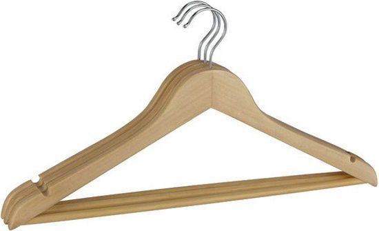 Merkloos Set van 24 houten kledinghangers - 44,5 cm - Bruin