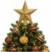 Holly & Jolly Kerstversiering set - 16x kerstallen - met ster piek - bruin met goud