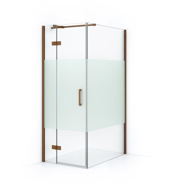 Maxaro Douchecabine Diamond 110x80cm 8mm Helder Veiligheidsglas met Matte Strook Koper