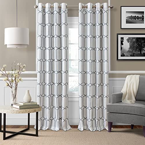 Elrene Home Fashions Kaiden Geometric Blackout Window Curtain, Single Panel 52 x 84 inch, Blue