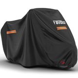 Favoto Motorhoes, waterdicht, alle seizoenen, motorhoes, 220 cm lang, UV-krasbestendig, hittebestendig, buitenbescherming met nachtreflecterende strips, vergrendelingsgaten, zwart, 220 x 101,6 x 122,9