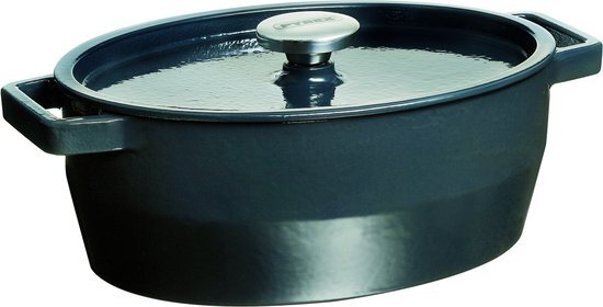 Pyrex Slowcook Braadpan Ovaal - Gietijzer - 5,8 liter - Grijs