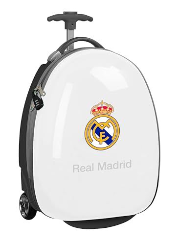 Real Madrid Team 25/26 Cabinetrolley, 40,6 cm (16 inch), koffer met wielen, veiligheidsslot, lichte koffer, 28 x 23 x 43 cm, Wit, M, casual