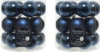 Decoris Kleine kerstballen - 36x st - donkerblauw - D4 cm - glas