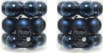Decoris Kleine kerstballen - 36x st - donkerblauw - D4 cm - glas