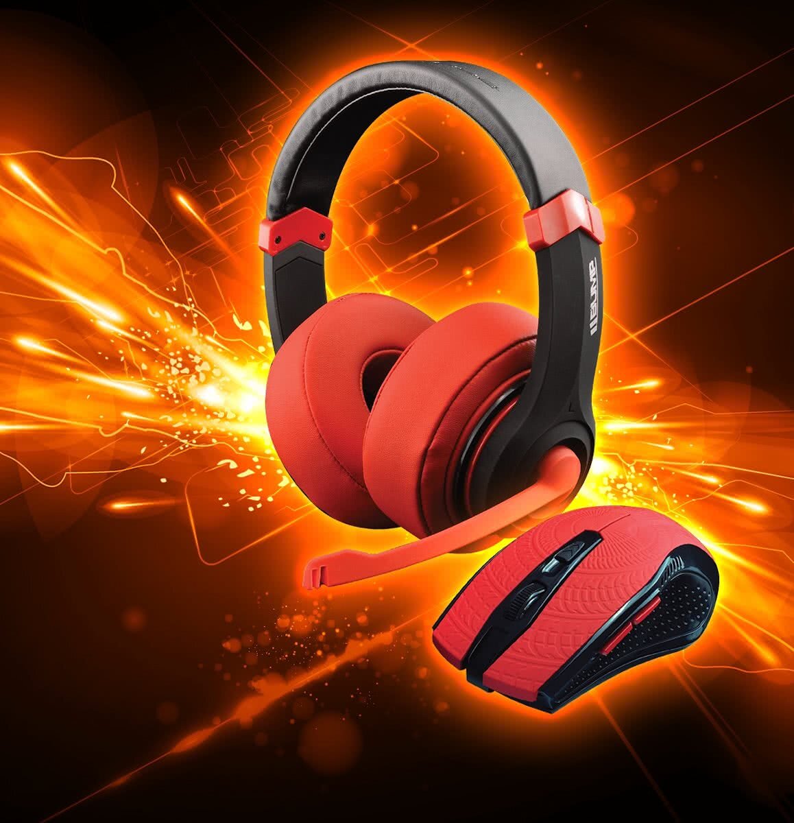 DRAGON WAR 2in1 Combo Set (Gaming Headset + Mouse) Red Edition