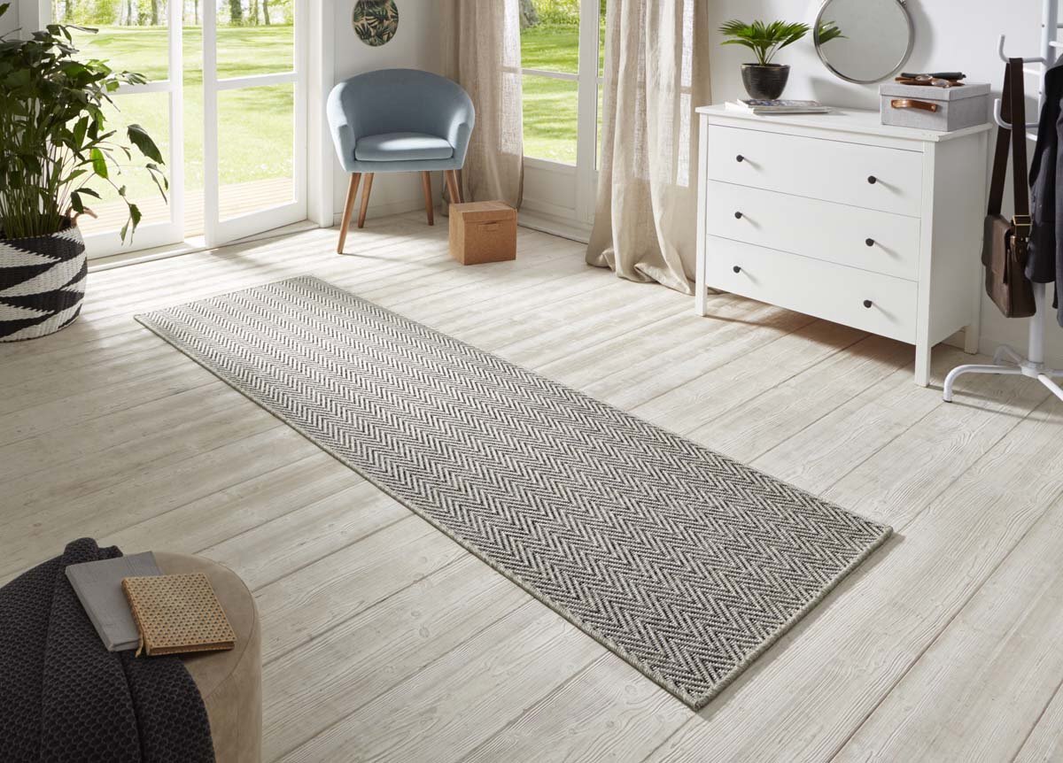 BT Carpet Loper binnen & buiten sisal-look Nature - grijs/antraciet 80x450 cm