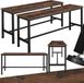 tectake® Bancs pour table à manger - Set de 2 bancs de cuisine en bois - 108x32,5x50,5 cm - Design industriel - Cadre en métal noir - Marron foncé