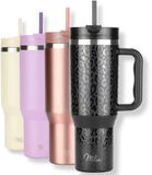 Milu Tumbler 1200ml met Rietje en Handvat | Zwart Luipaard