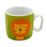 Dekohelden24 tasse enfant avec poignée / lion / inscription Mutig & Wild / H / Ø env. 6,8 x 7,4 cm, capacité 150 ml, porcelaine.