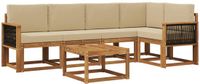 vidaXL - Bankenset - 6-delig - Natuurlijk en Beige - Massief Acacia Hout