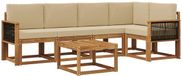 vidaXL - Bankenset - 6-delig - Natuurlijk en Beige - Massief Acacia Hout