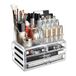 Ikee Design Acryl organizer voor make-up of accessoires met 4 laden en verwijderbare bovenste lippenstifthouders, transparant ontwerp verbetert je kaptafel of badkamer voor snelle zichtbaarheid