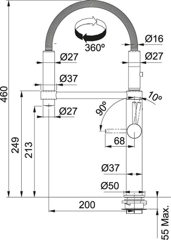 Franke Pescara Semi-Pro 360 Zwart