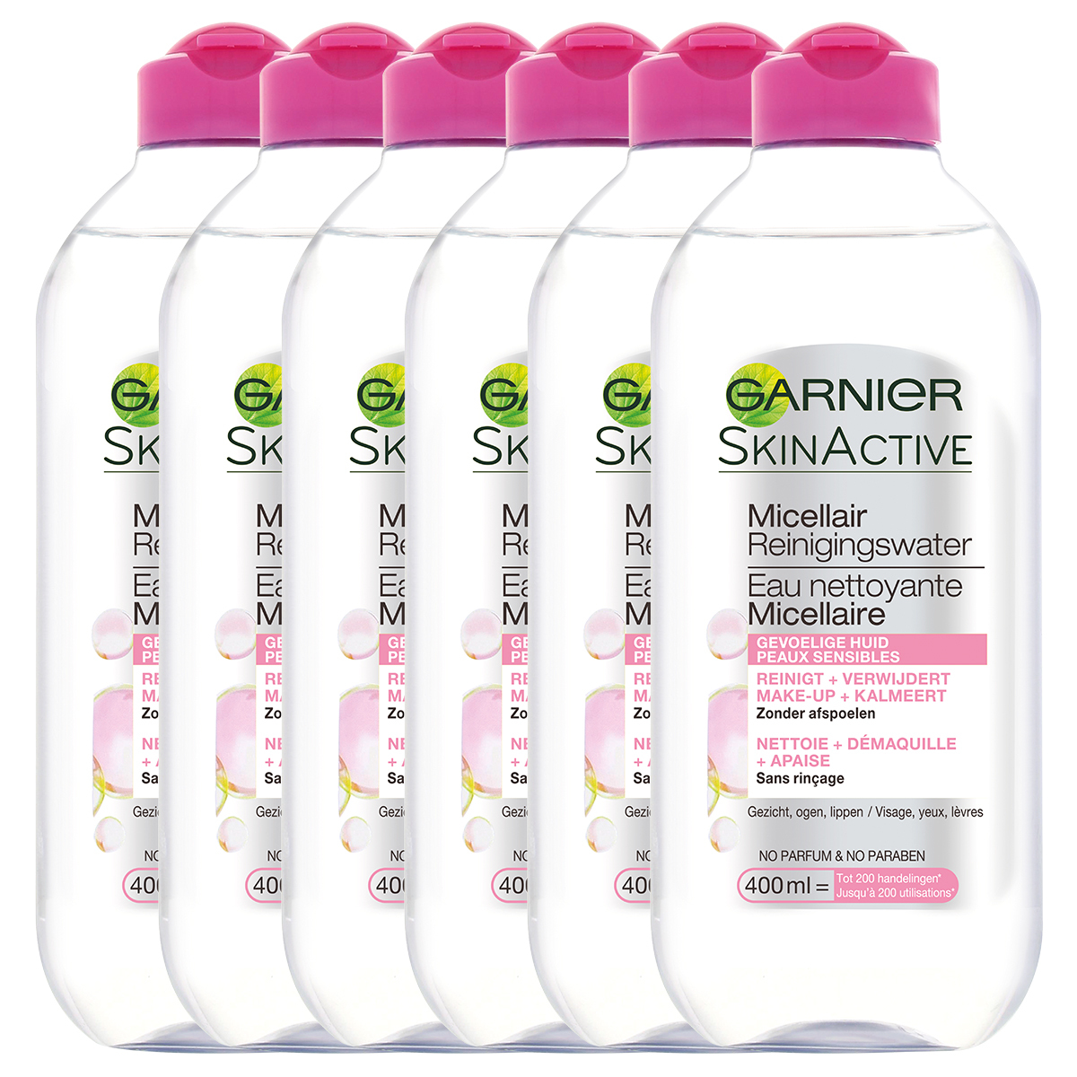 Garnier Skinactive Face SkinActive Micellair Reinigingswater voor de Gevoelige Huid - 6 x 400ml - Voordeelverpakking