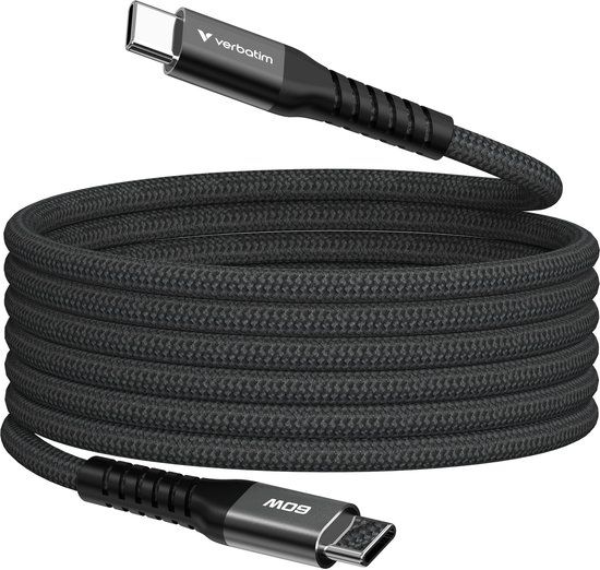 Verbatim Usb C Naar Usb C Kabel Voor Laptop, Telefoon, Tablet 1,2M 60W Pd Solid