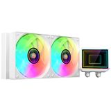 Mars Gaming ML-TWO240, AIO waterkoeling 450W TDP, 2x ARGB Infinity Mirror 12cm FDB ventilatoren, kern van koper en aluminium, Opti-Chamber pomp van de 4e generatie en microkanalen, Wit