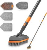 Merkloos / Sans marque Schrobborstel - tegelwisser - met telescoopsteel - 4 Reinigingskoppen voor Tegels, Bad & Toilet - Lang Handvat tot 142cm