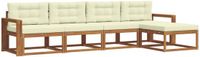 vidaXL - Bank loungeset - 5 zitplekken - Natuurlijk en crème - Acacia hout
