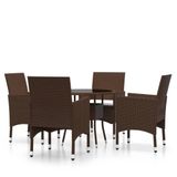 vidaXL Ensemble de jardin 5 pièces poly rotin marron