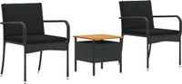 vidaXL Tuinset Zwart Poly Rattan 2-Zits Vierkante Tafel