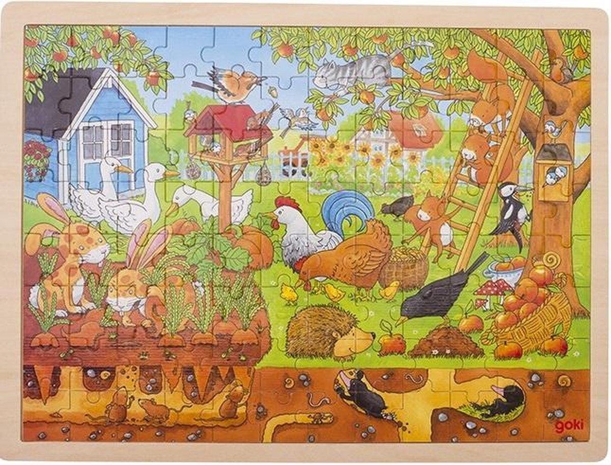 Goki legpuzzel Tuin junior hout 96 stukjes