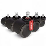 hjh OFFICE 619006 5x wielen voor harde vloeren 11 mm/50 mm bureaustoelwielen voor harde vloeren (pak van 5)
