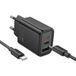HOCO N63 Network Charger with USB-C Cable, 30W, 3A, 1 x USB-A - 1 x USB-C, Black