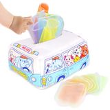 Montessori babyspeelgoed voor kinderen vanaf 6 maanden. Ontwikkelingsspeelgoed dat educatieve en zintuiglijke activiteiten bevordert. Compleet met babytextieldoos. Een ideaal geboortecadeau.