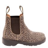Bisgaard leren enkelboots met profielzool en panterprint - bruin/beige