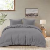 Dreamzie dekbedovertrek 240x220 cm met 2 kussenslopen 50x70 cm - Antraciet - Beddenset 240x220 cm van 100% microvezel - 3-delig - Gecertificeerd chemicaliënvrij (Oeko-Tex)